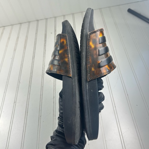 Adidas Adilette Comfort Black Tortoise Shell Pattern Women’s Slides Size 9 - Picture 7 of 11